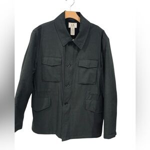 Armani Exchange Coat Gray Wool Military/Field Jacket Zip Lined Pockets Sz Small